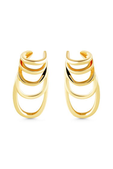 MYSTIC Ear Cuffs. Layers of lines design, ear sides hugger, no piercing needed, 18K gold vermeil, handmade, hypoallergenic, water-resistant